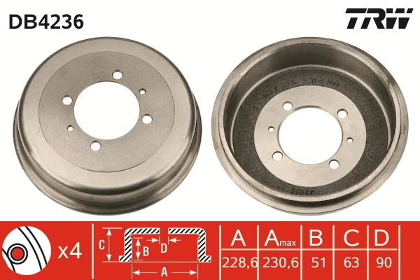 TRW DB4236 Brake Drum