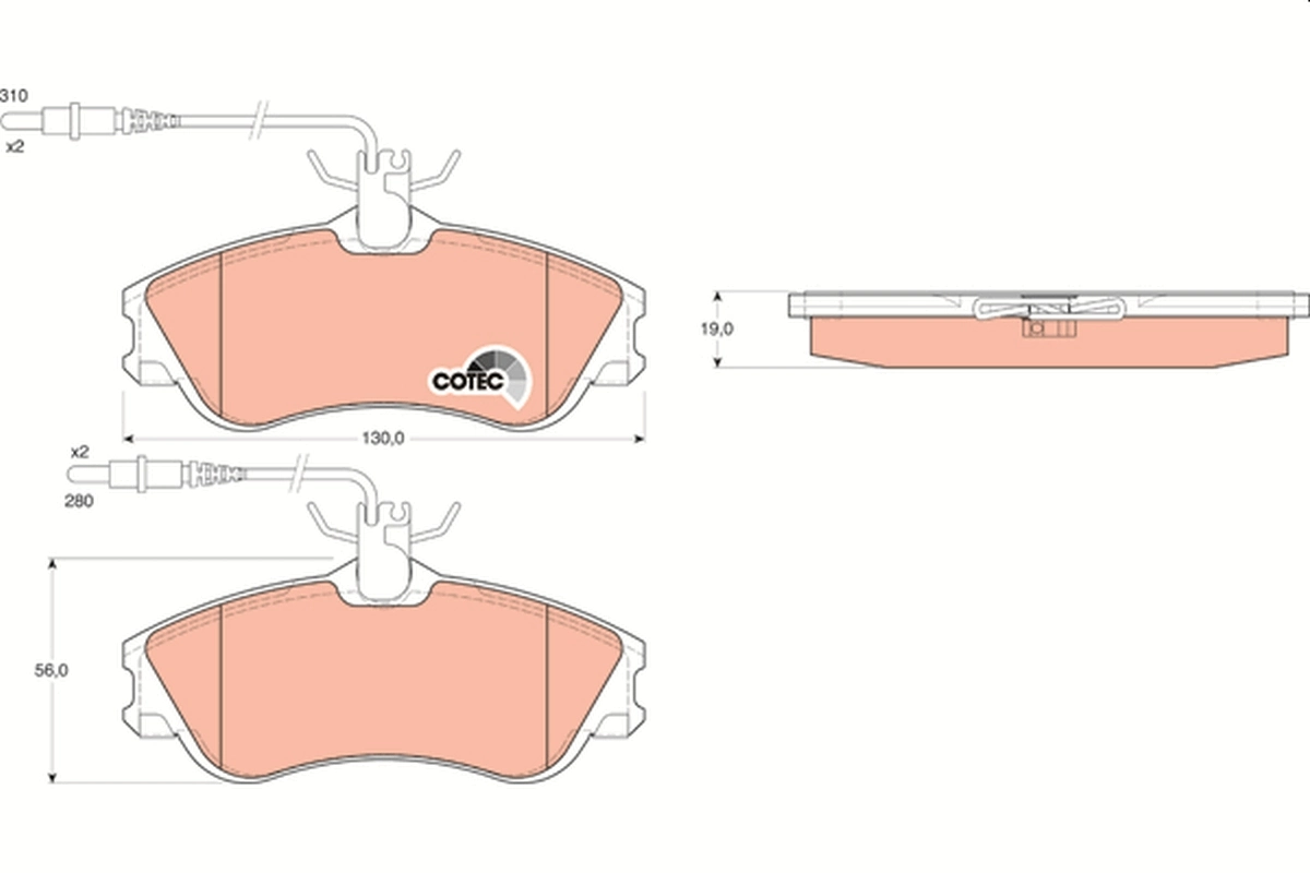 Brake Pad Set, disc brake COTEC GDB1260