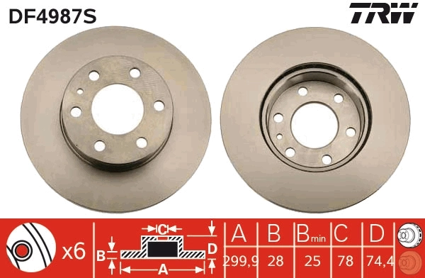 Brake Disc TRW SINGLE DF4987S