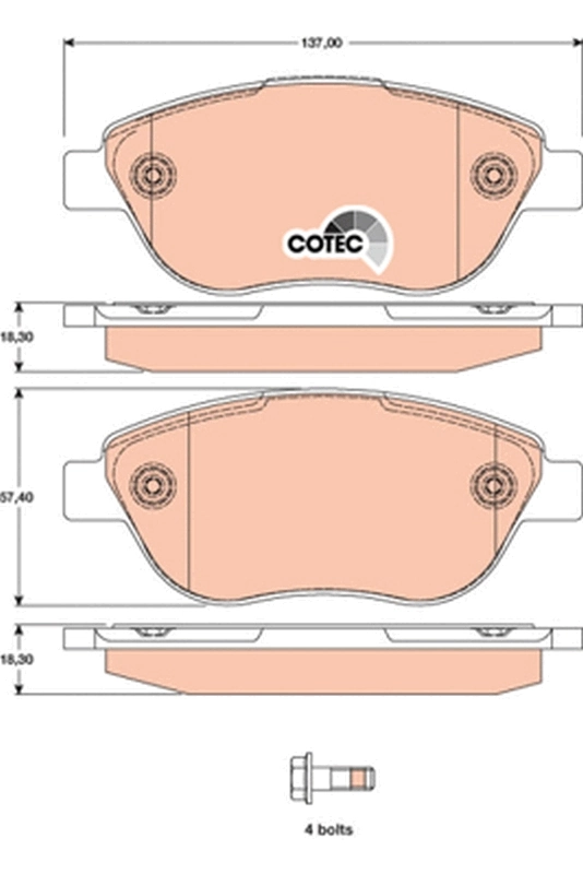 Brake Pad Set, disc brake COTEC GDB1750
