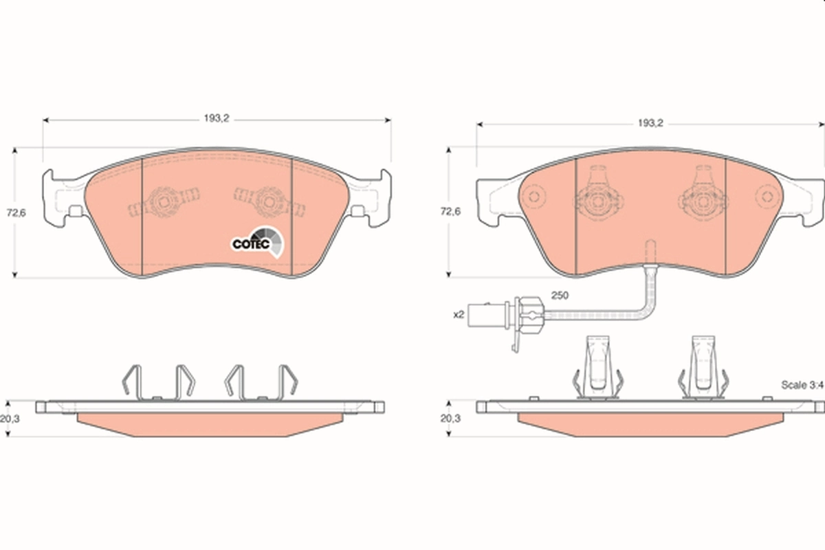 Brake Pad Set, disc brake COTEC GDB1553
