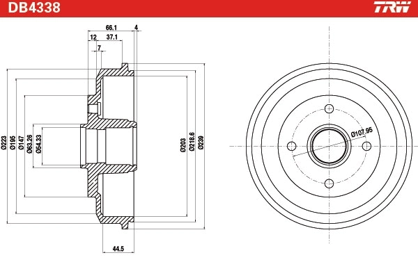 TRW DB4338 Brake Drum