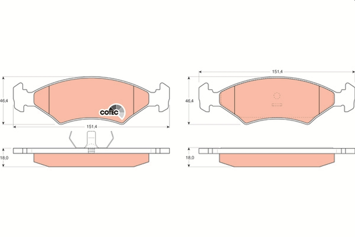 Brake Pad Set, disc brake COTEC GDB255