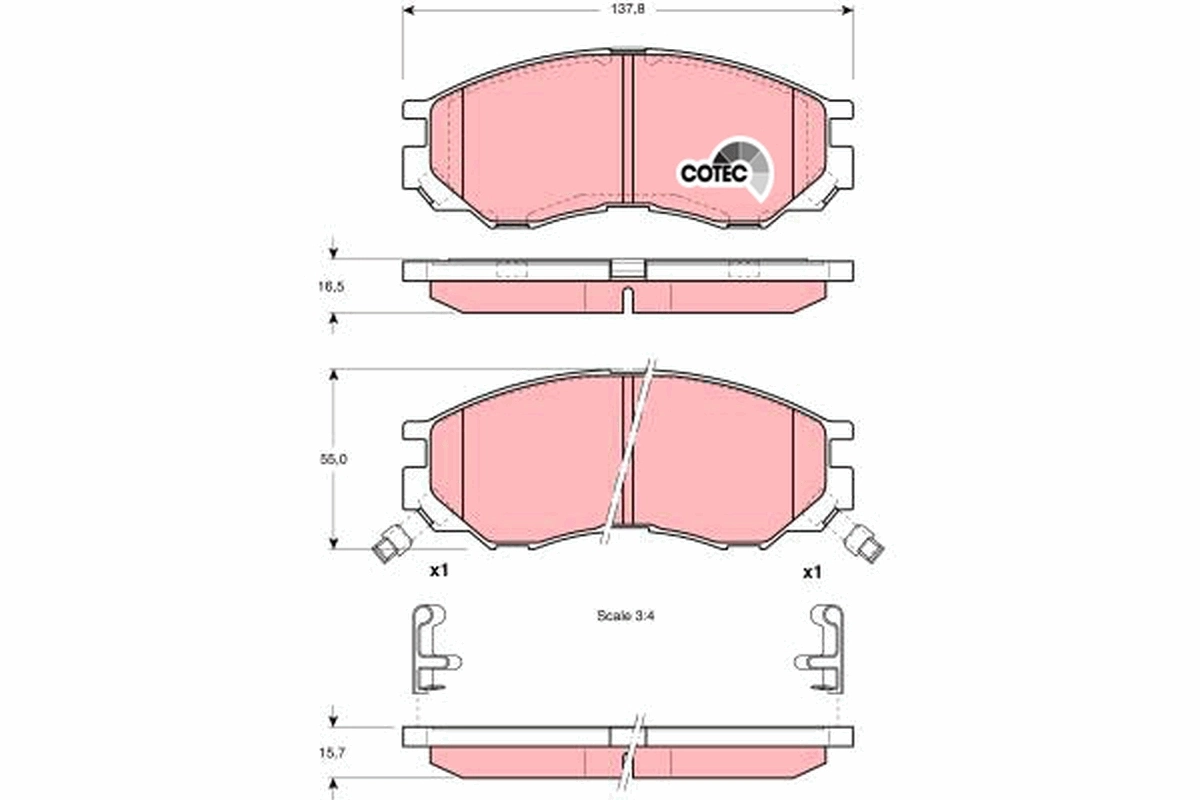 Brake Pad Set, disc brake COTEC GDB1286