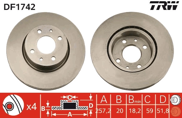 TRW DF1742 Brake Disc