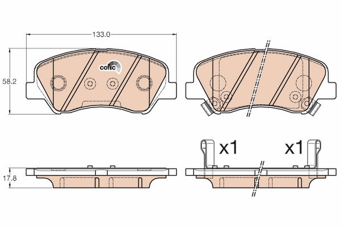 Brake Pad Set, disc brake COTEC GDB3548