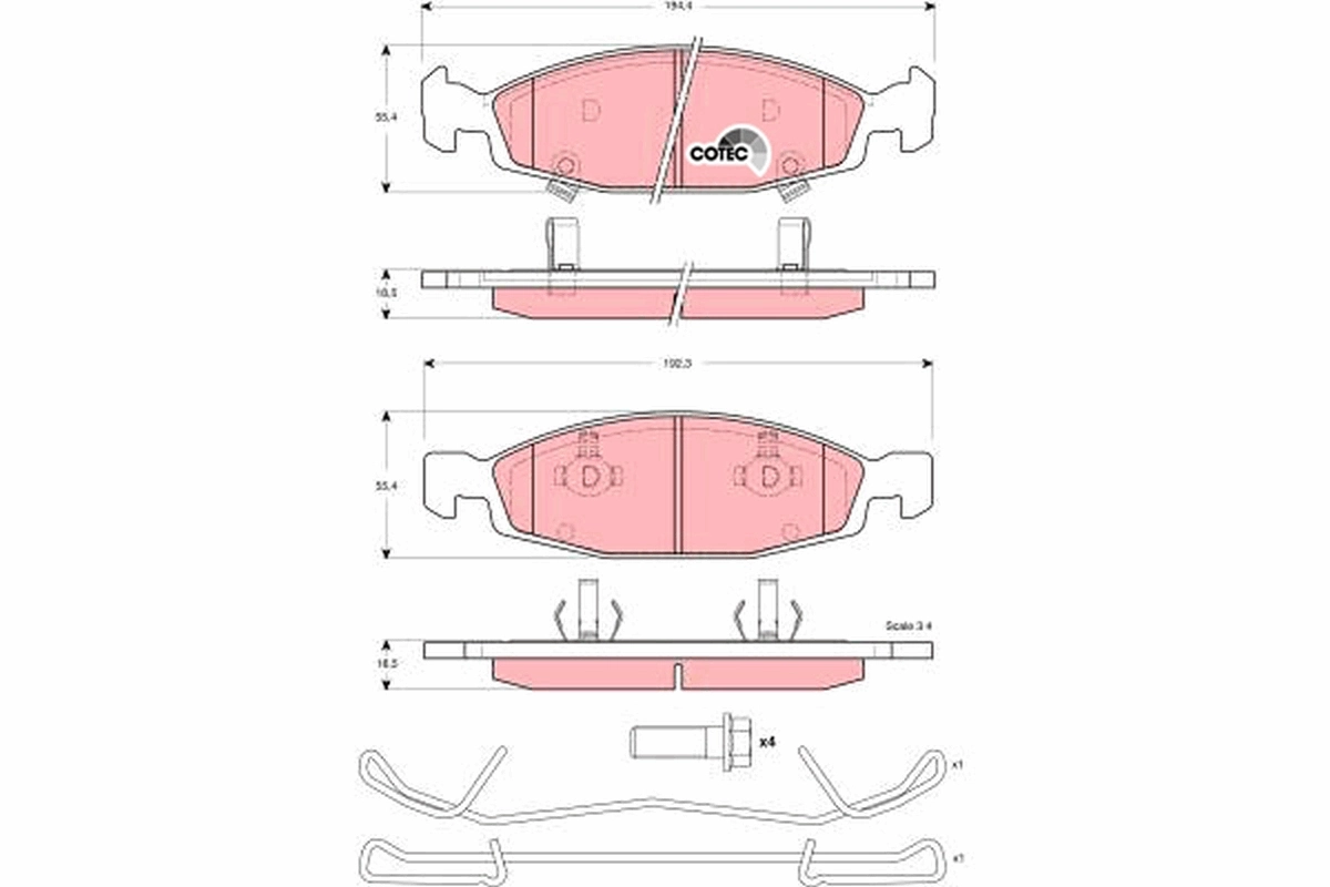 Brake Pad Set, disc brake COTEC GDB4120