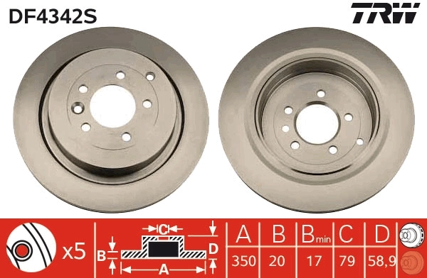 Brake Disc TRW SINGLE DF4342S