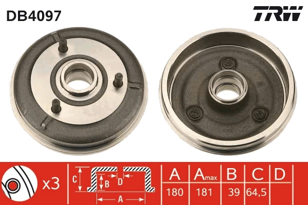 TRW DB4097 Brake Drum