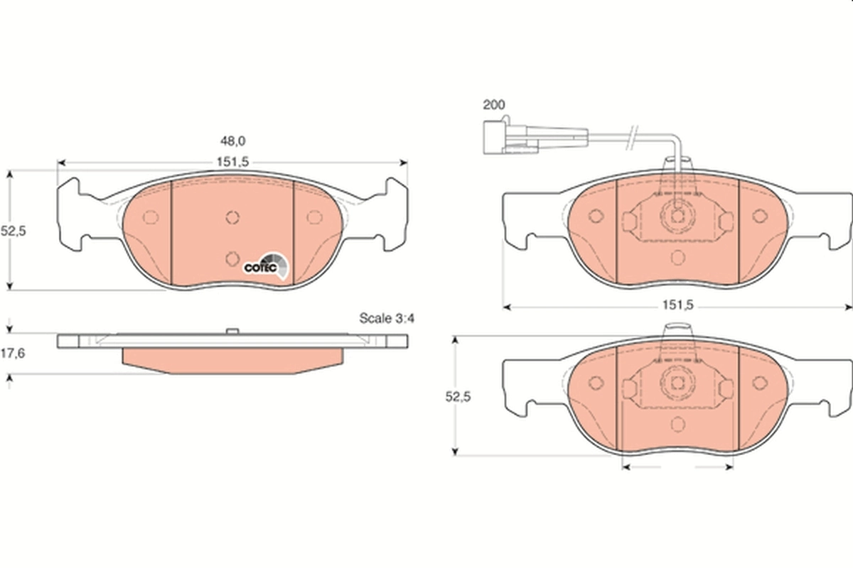 Brake Pad Set, disc brake COTEC GDB1291