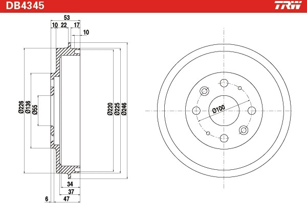 TRW DB4345 Brake Drum