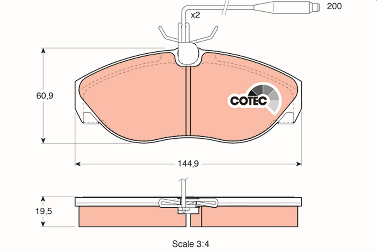 Brake Pad Set, disc brake COTEC GDB1105