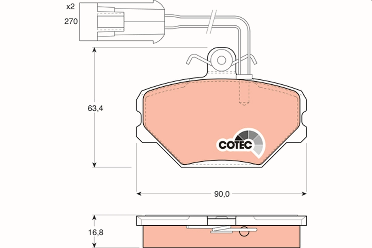 Brake Pad Set, disc brake COTEC GDB852