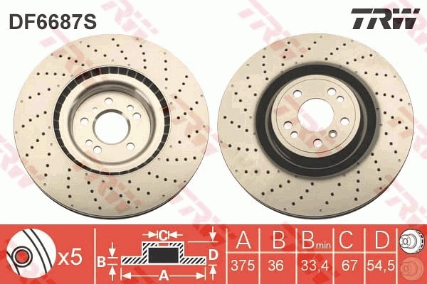 Brake Disc TRW SINGLE DF6687S