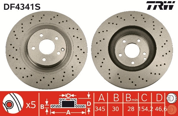 Brake Disc TRW SINGLE DF4341S