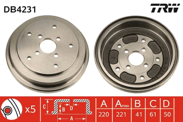 TRW DB4231 Brake Drum