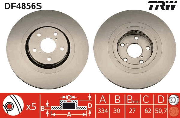 Brake Disc TRW SINGLE DF4856S