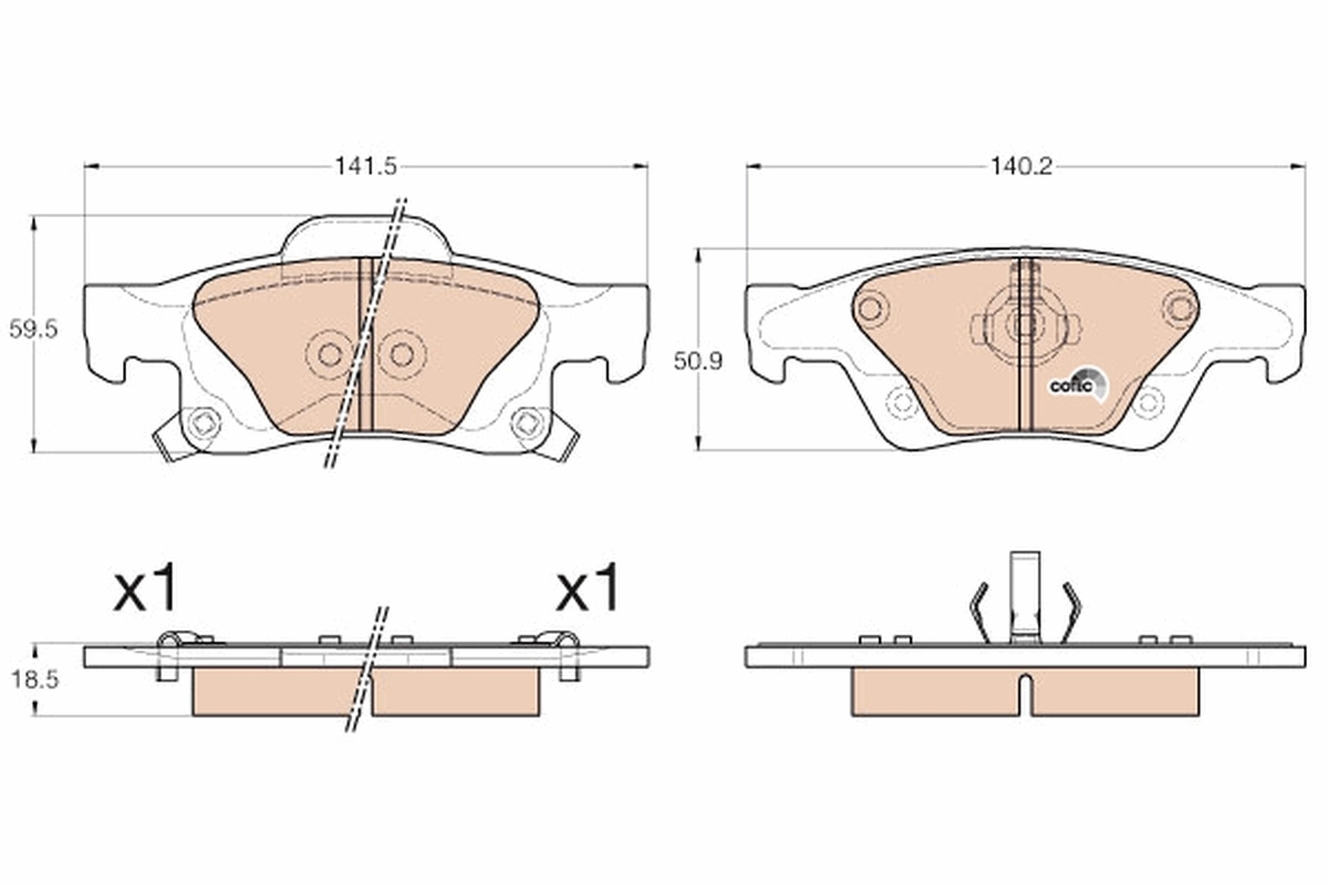 Brake Pad Set, disc brake COTEC GDB4448