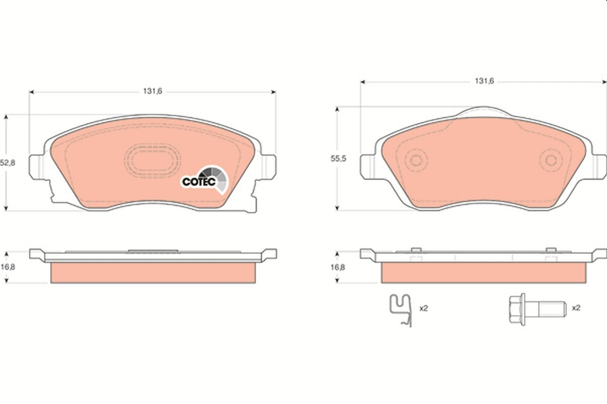 Brake Pad Set, disc brake COTEC GDB1570