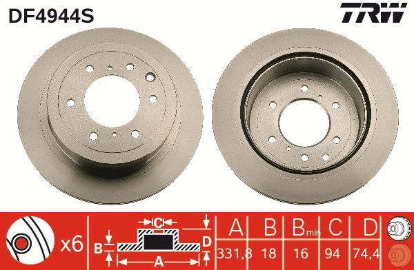 Brake Disc TRW SINGLE DF4944S