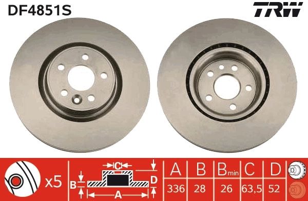 Brake Disc TRW SINGLE DF4851S