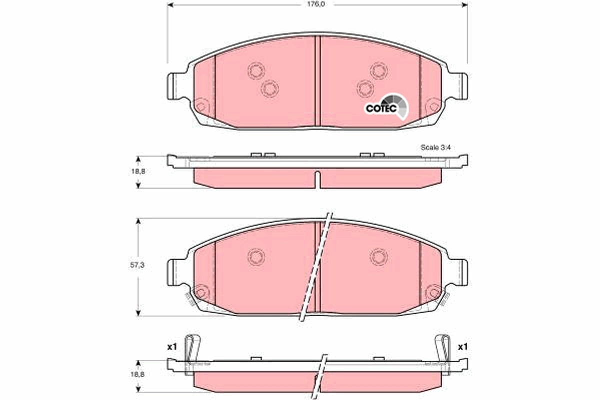 Brake Pad Set, disc brake COTEC GDB4136