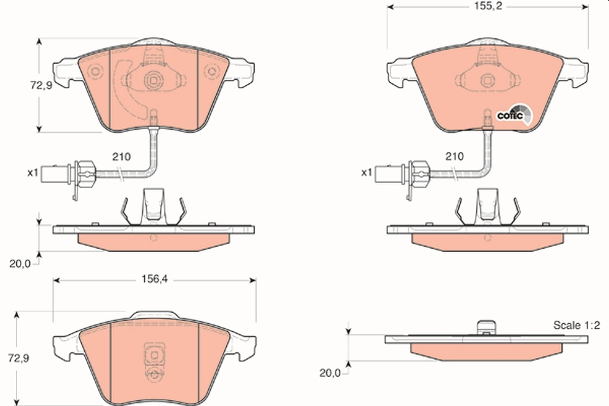 Brake Pad Set, disc brake COTEC GDB1528