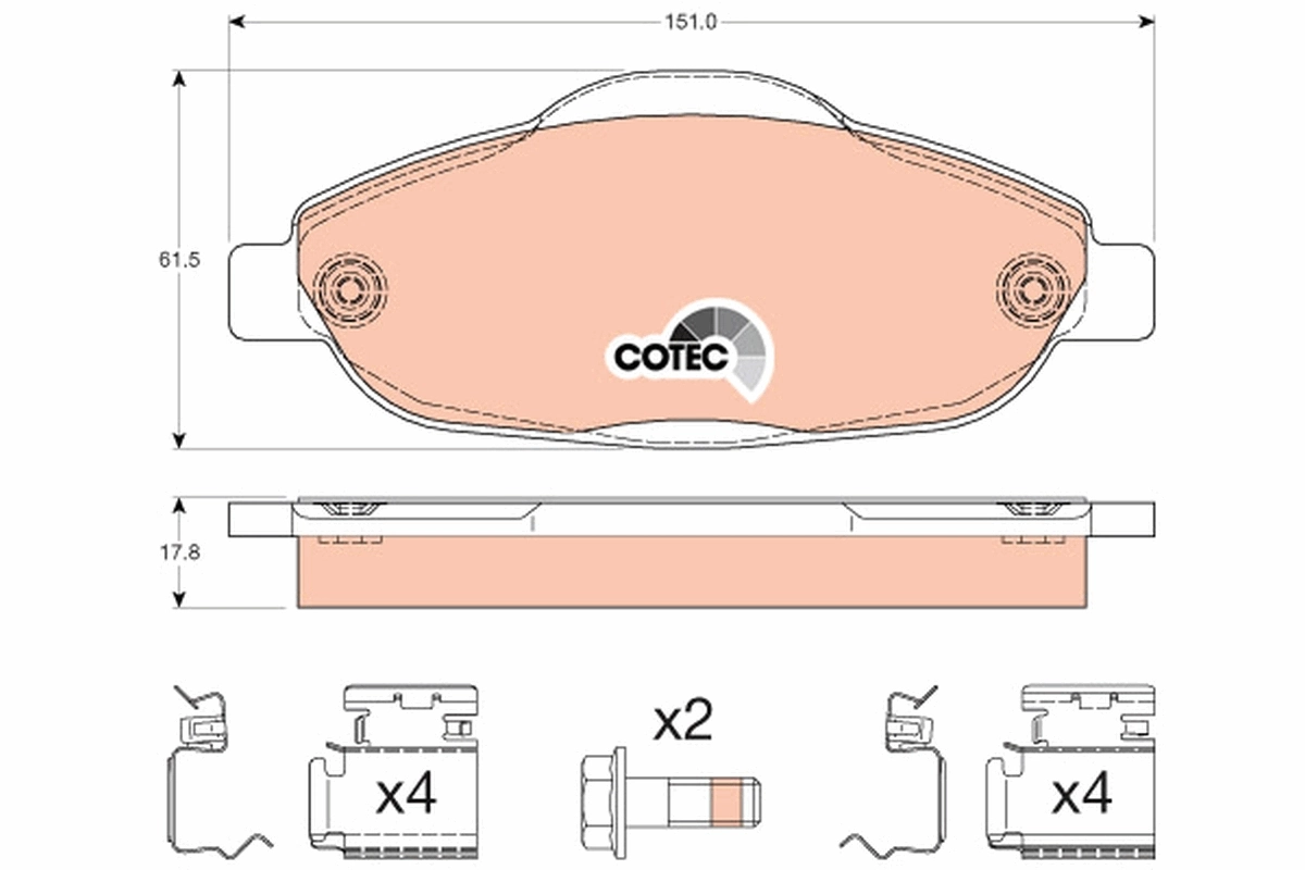 Brake Pad Set, disc brake COTEC GDB1761