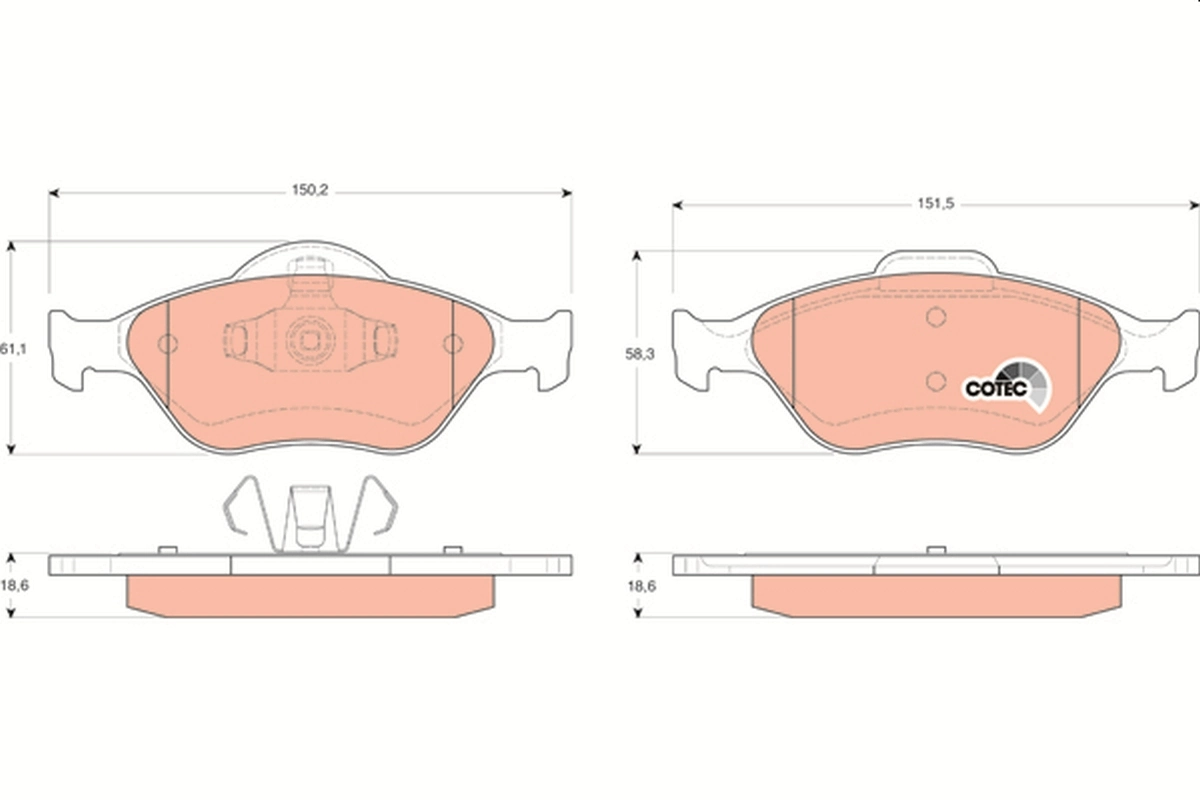 Brake Pad Set, disc brake COTEC GDB1419