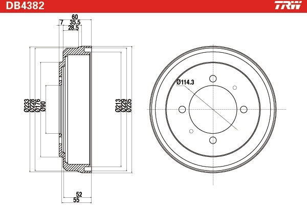 TRW DB4382 Brake Drum