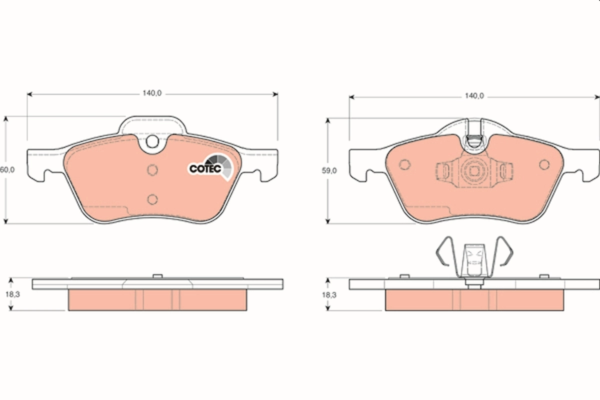Brake Pad Set, disc brake COTEC GDB1476