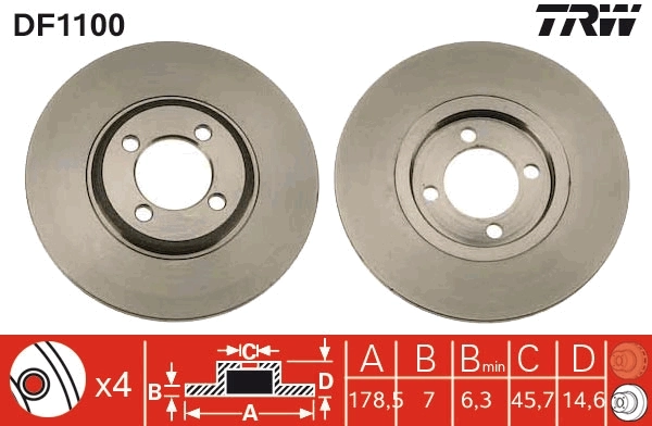 TRW DF1100 Brake Disc