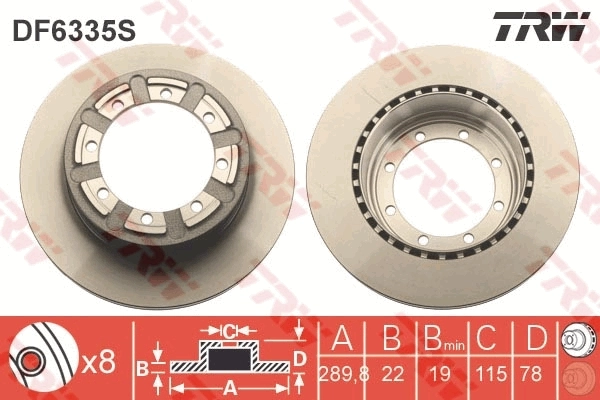Brake Disc TRW SINGLE DF6335S