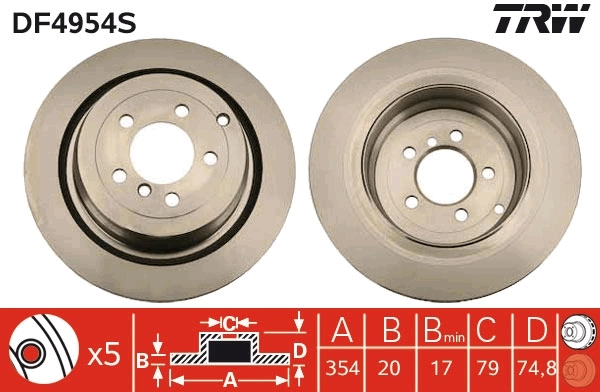 Brake Disc TRW SINGLE DF4954S