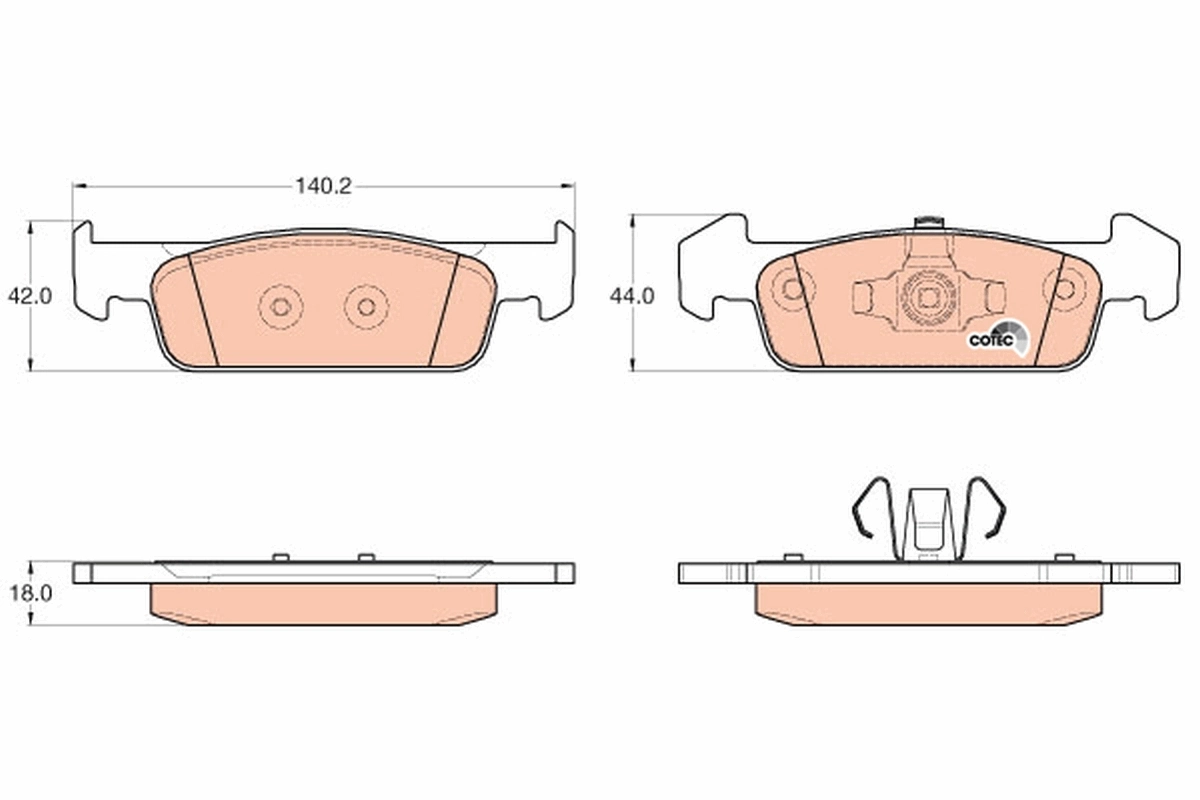 Brake Pad Set, disc brake COTEC GDB2018
