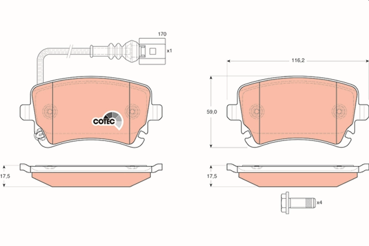 Brake Pad Set, disc brake COTEC GDB1557