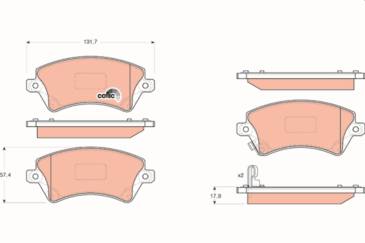 Brake Pad Set, disc brake COTEC GDB3288