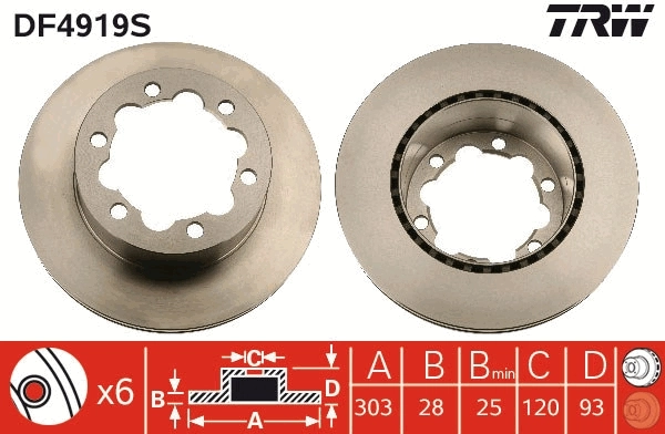 Brake Disc TRW SINGLE DF4919S