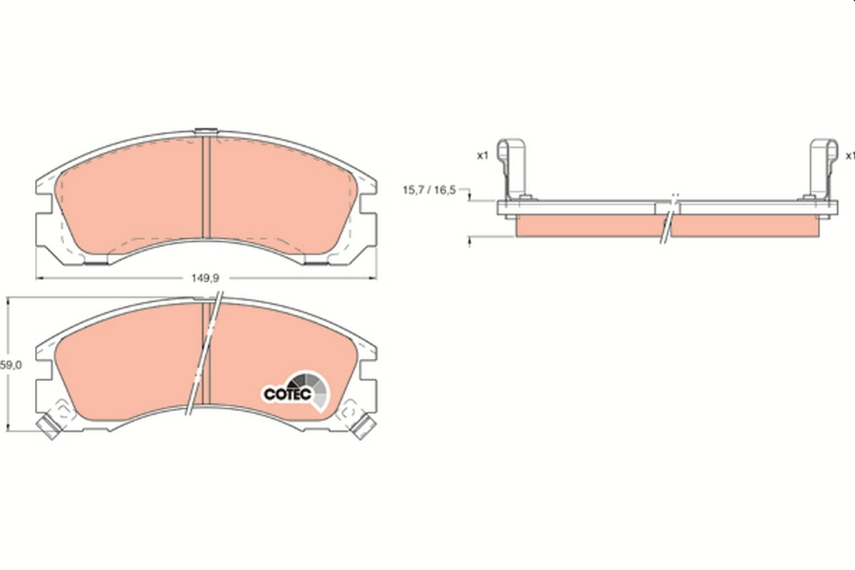 Brake Pad Set, disc brake COTEC GDB1126