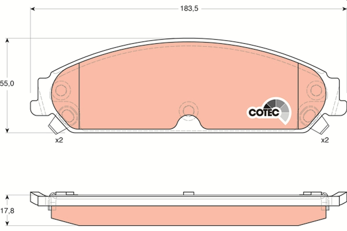 Brake Pad Set, disc brake COTEC GDB4134