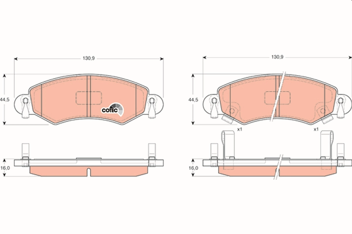 Brake Pad Set, disc brake COTEC GDB1420