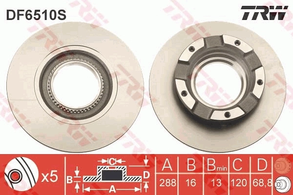 Brake Disc TRW SINGLE DF6510S