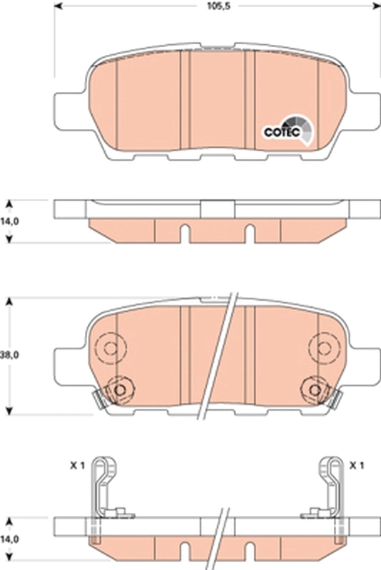Brake Pad Set, disc brake COTEC GDB3507