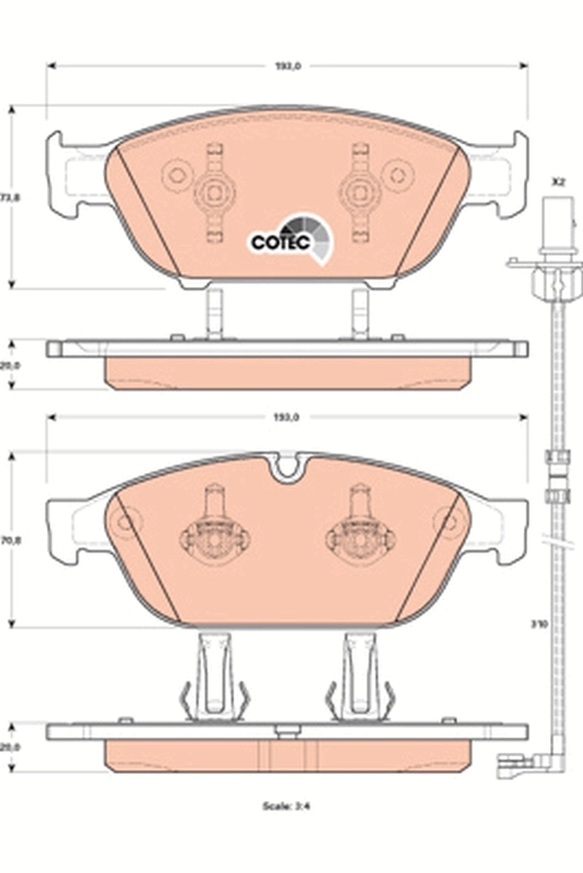 Brake Pad Set, disc brake COTEC GDB1897