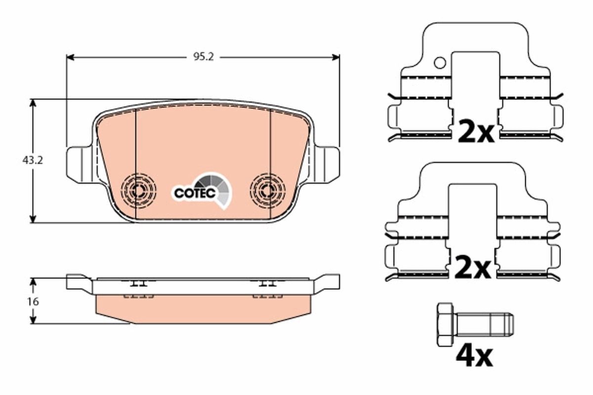 Brake Pad Set, disc brake COTEC GDB1732
