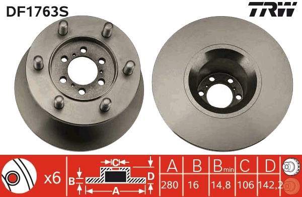 TRW DF1763S Brake Disc