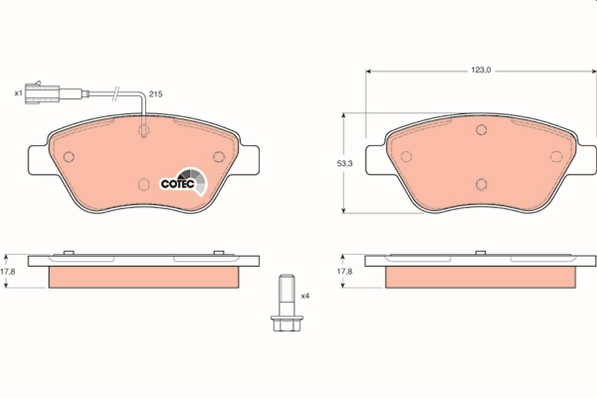 Brake Pad Set, disc brake COTEC GDB1482