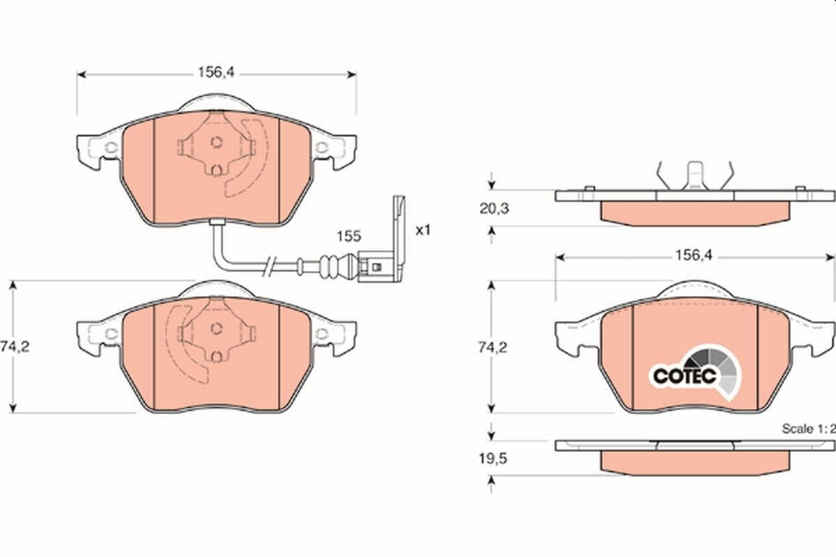 Brake Pad Set, disc brake COTEC GDB1403