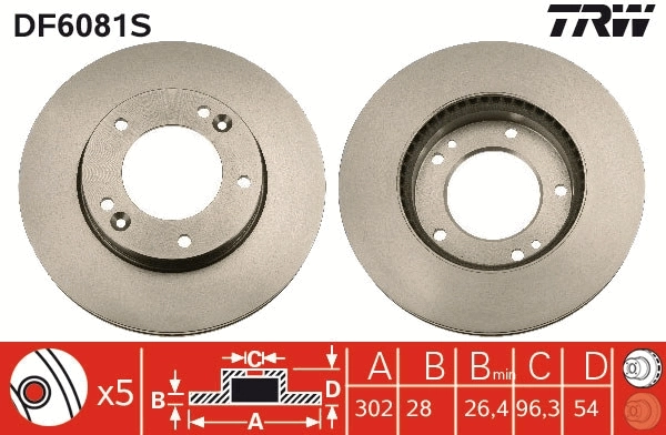Brake Disc TRW SINGLE DF6081S