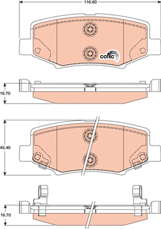 Brake Pad Set, disc brake COTEC GDB4145